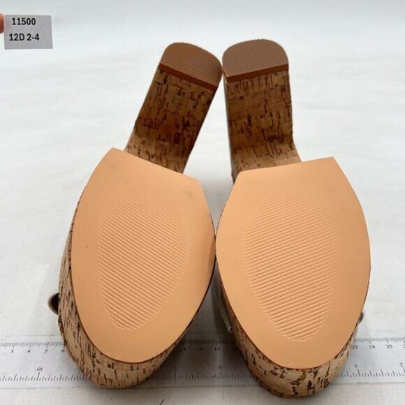 FOWT White Cork High Chunky Heel Backless Mules for Women, Platform Open Toe - Picture 7 of 8